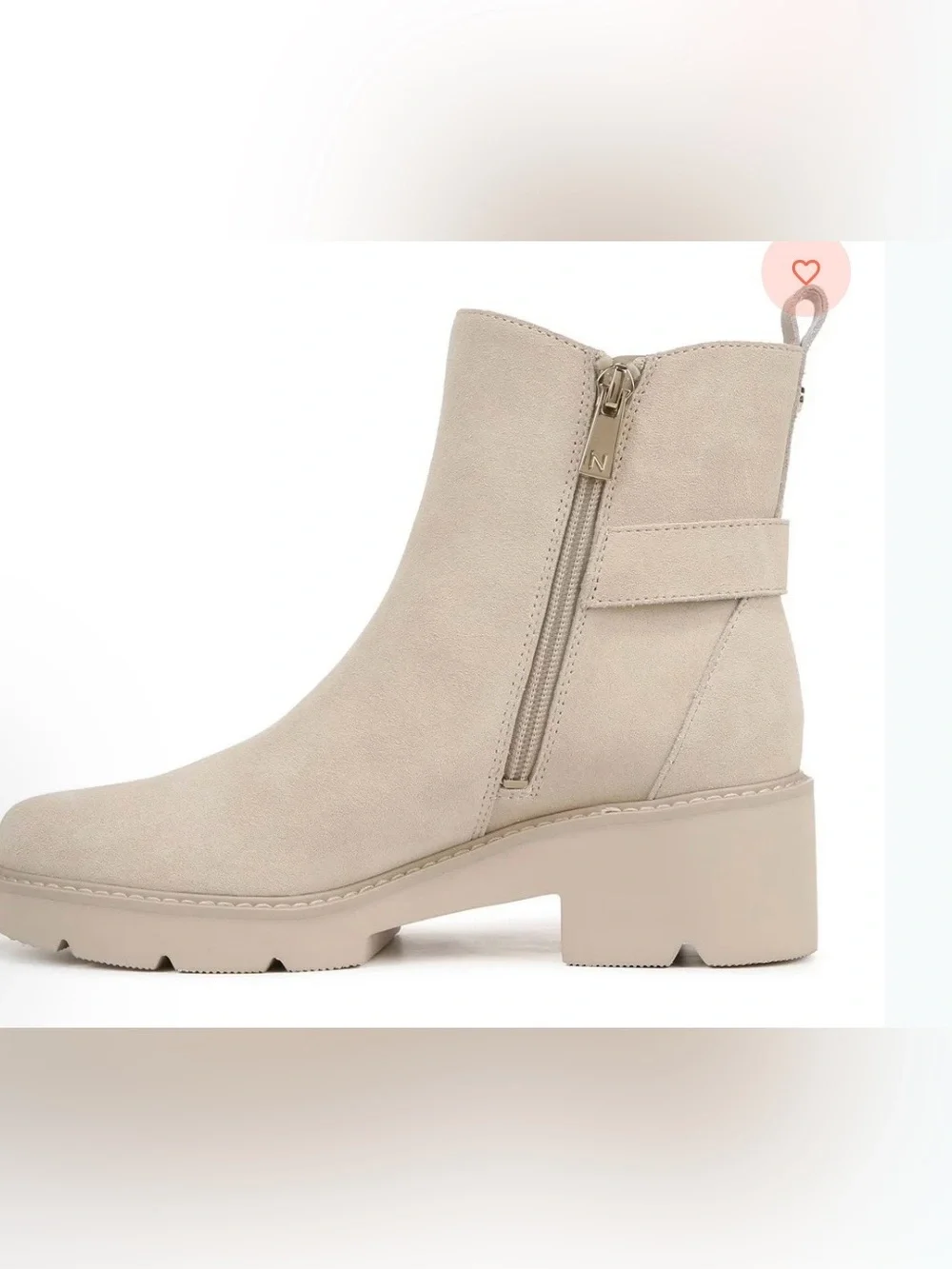 NEW! Naturalizer Suede Ankle Lug Boot with Buckle